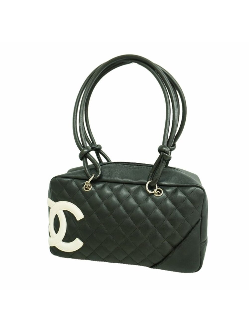 Chanel Shoulder Bag Cambon Lambskin Black Silver